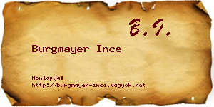 Burgmayer Ince névjegykártya